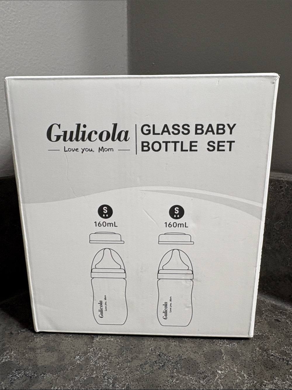 Gulicola Glass Baby Bottle Set - 160mL (2 Pack) Pink New Sealed